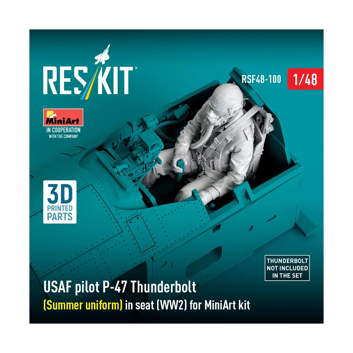 USAF pilot P-47 Thunderbolt (Summer uniform) in seat (WW2) for Mini...