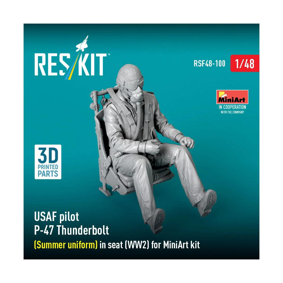 USAF pilot P-47 Thunderbolt (Summer uniform) in seat (WW2) for Mini...