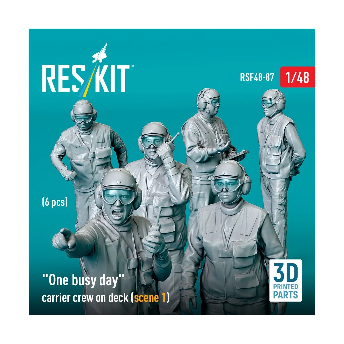 One busy day carrier crew on deck (scene 1) (6 pcs) (3D Printed), 1...