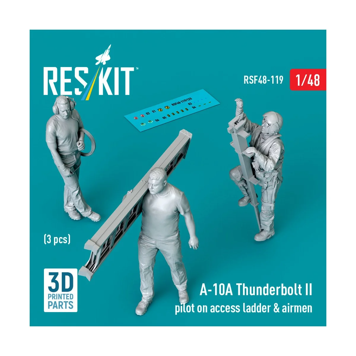 A-10A Thunderbolt II pilot on access ladder & airmen (3 pcs) (3D Pr... A-10A Thunderbolt II pilot on access ladder & airmen (3 pcs) (3D Pr...