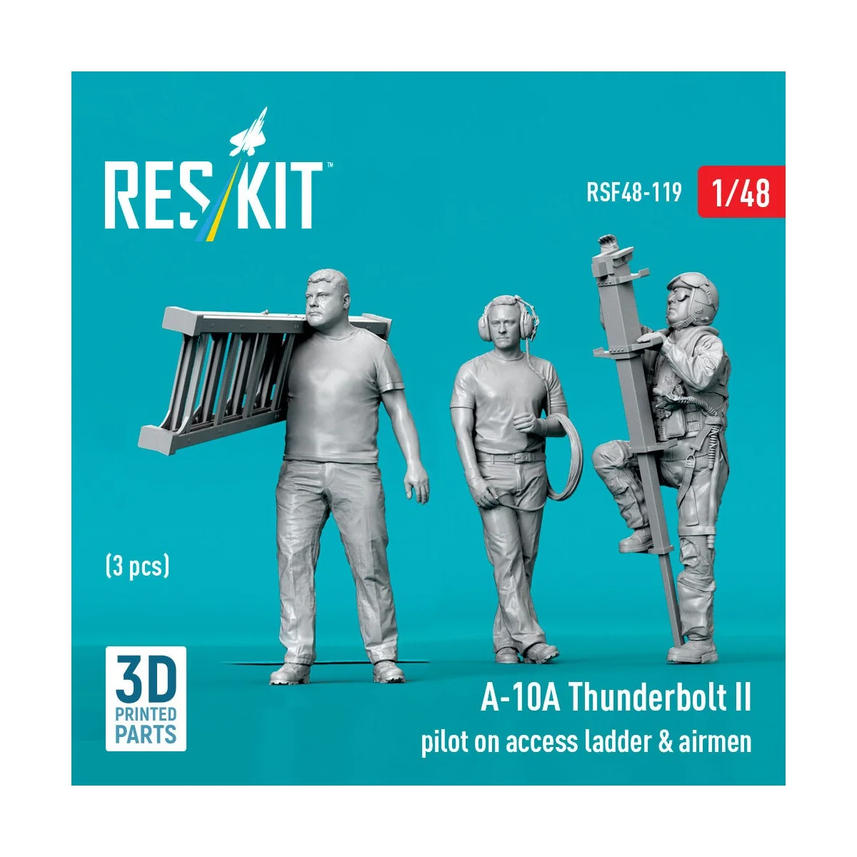 A-10A Thunderbolt II pilot on access ladder & airmen (3 pcs) (3D Pr... A-10A Thunderbolt II pilot on access ladder & airmen (3 pcs) (3D Pr...