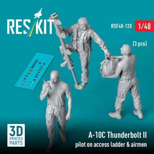 A-10C Thunderbolt II pilot on access ladder & airmen (3 pcs) (3D Pr...