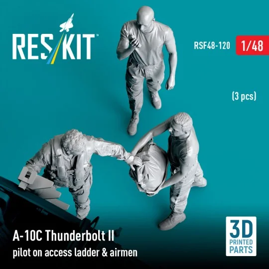 A-10C Thunderbolt II pilot on access ladder & airmen (3 pcs) (3D Pr...