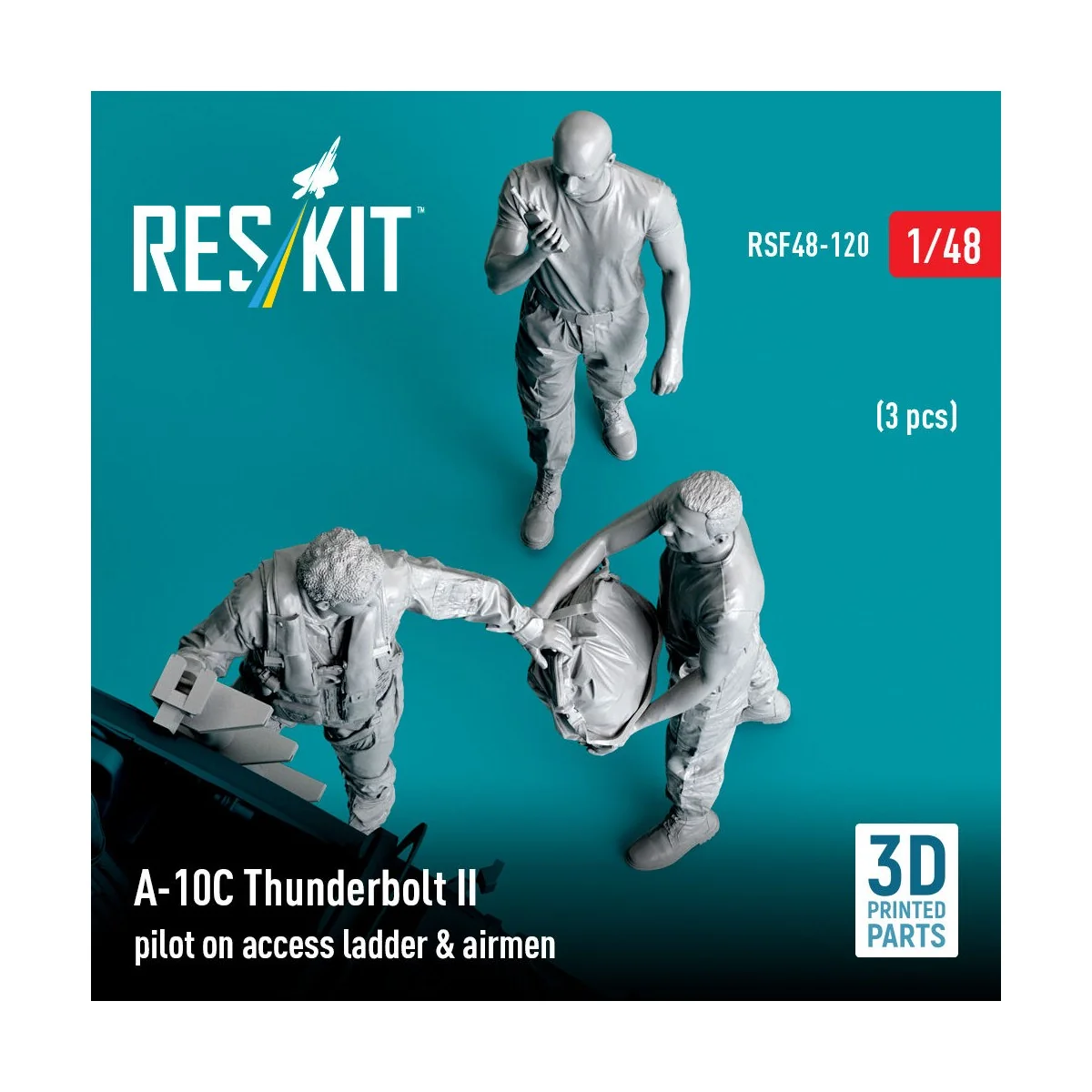 A-10C Thunderbolt II pilot on access ladder & airmen (3 pcs) (3D Pr...