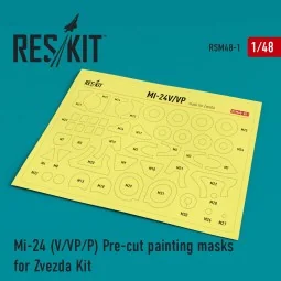 Mi-24 (V, VP, P) Pre-cut painting masks for Zvezda kit, 1/48 - ResK...