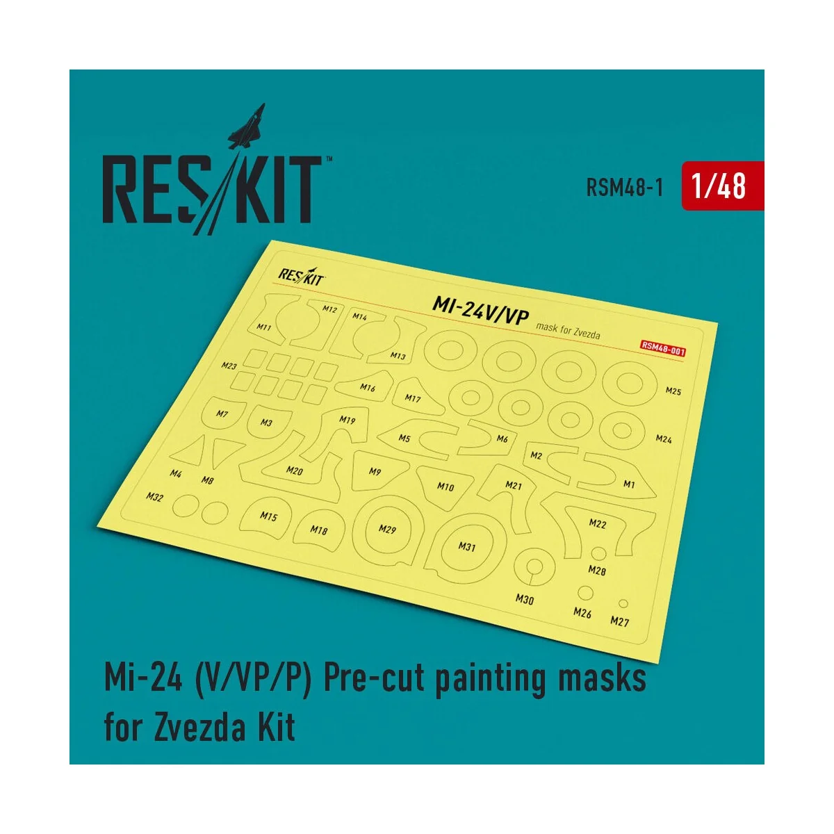 Mi-24 (V, VP, P) Pre-cut painting masks for Zvezda kit, 1/48 - ResK...