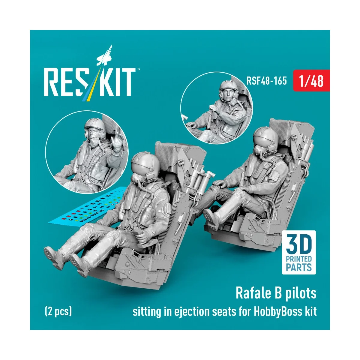 Rafale B pilots sitting in ejection seats for HobbyBoss kit (2 pcs)... Rafale B pilots sitting in ejection seats for HobbyBoss kit (2 pcs)...