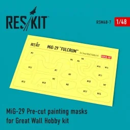 MiG-29 Pre-cut painting masks for GWH kit, 1/48 - ResKit Models RSM...