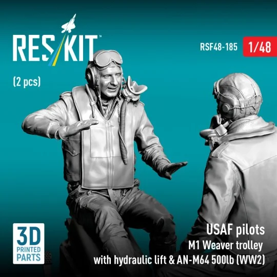 USAF pilots (2 pcs) & M1 Weaver trolley with hydraulic lift & AN-M6...