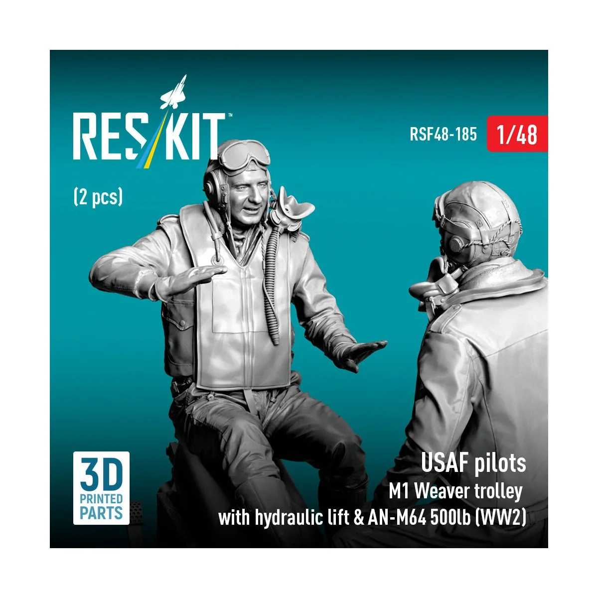 USAF pilots (2 pcs) & M1 Weaver trolley with hydraulic lift & AN-M6...