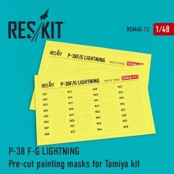 P-38 (F, G) Lightning Pre-cut painting masks for Tamiya kit, 1/48 -...