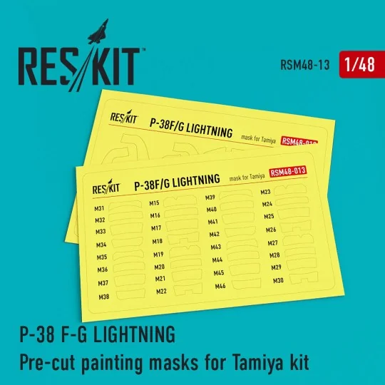 P-38 (F, G) Lightning Pre-cut painting masks for Tamiya kit, 1/48 -...