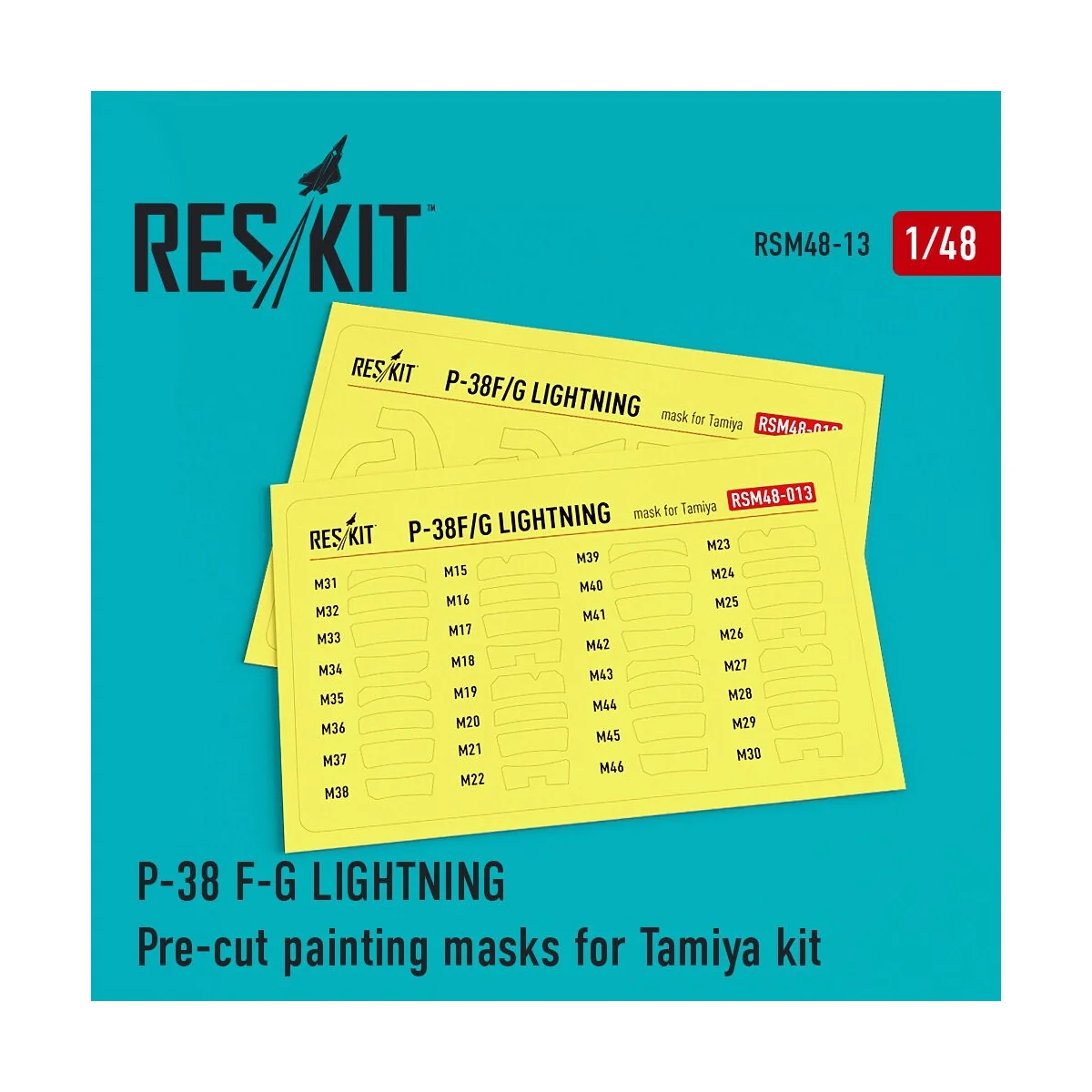 P-38 (F, G) Lightning Pre-cut painting masks for Tamiya kit, 1/48 -...