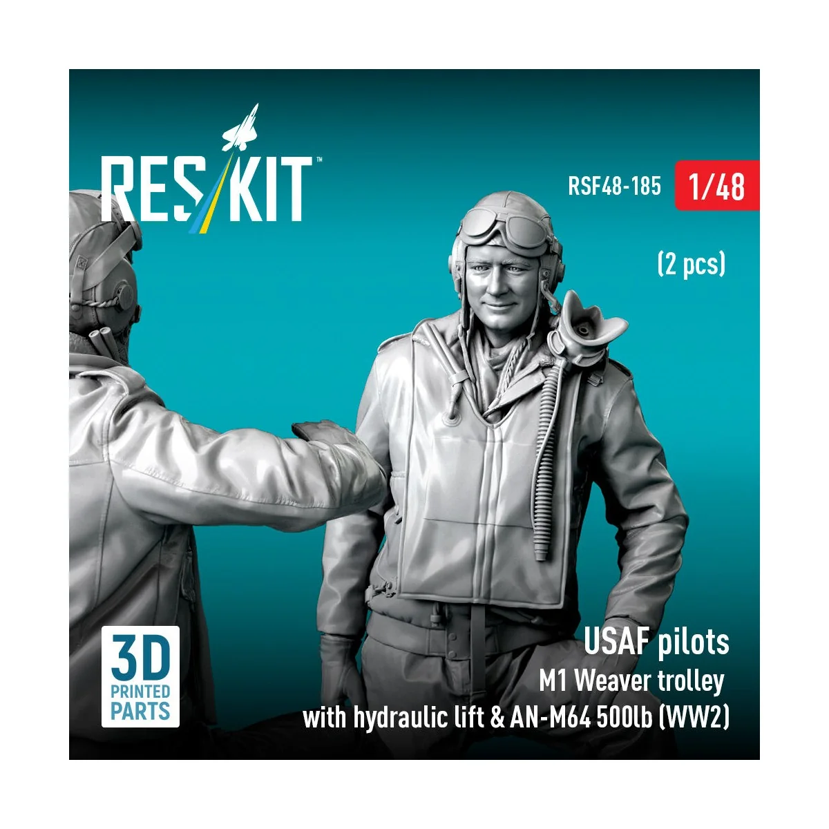 USAF pilots (2 pcs) & M1 Weaver trolley with hydraulic lift & AN-M6...