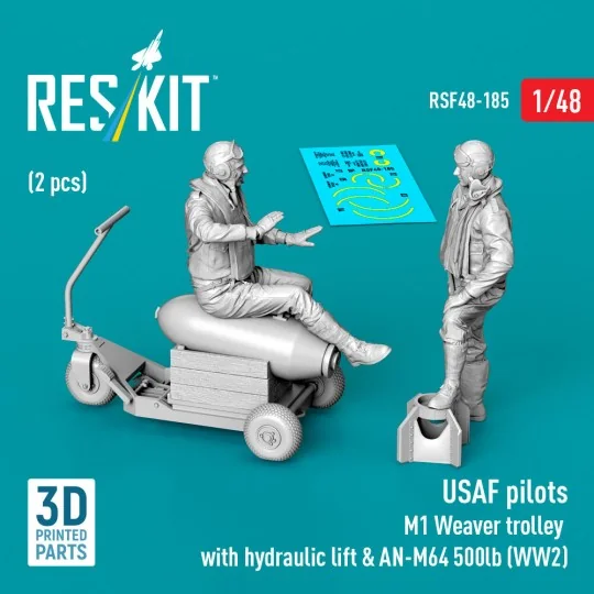 USAF pilots (2 pcs) & M1 Weaver trolley with hydraulic lift & AN-M6...