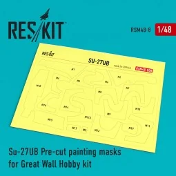 Su-27UB Pre-cut painting masks for GWH kit, 1/48 - ResKit Models RS...