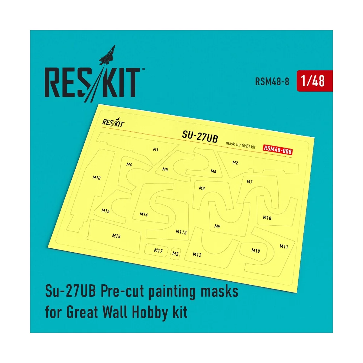 Su-27UB Pre-cut painting masks for GWH kit, 1/48 - ResKit Models RS... Su-27UB Pre-cut painting masks for GWH kit, 1/48 - ResKit Models RS...