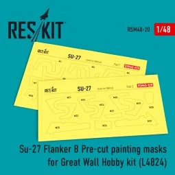 Su-27 Pre-cut painting masks for GWH L4824 kit, 1/48 - ResKit Model...