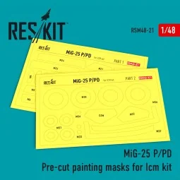 MiG-25 (P, PD) Pre-cut painting masks for ICM kit, 1/48 - ResKit Mo...