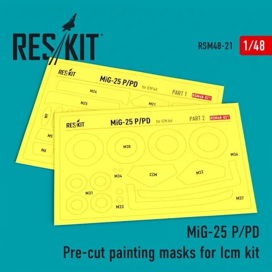 MiG-25 (P, PD) Pre-cut painting masks for ICM kit, 1/48 - ResKit Mo... MiG-25 (P, PD) Pre-cut painting masks for ICM kit, 1/48 - ResKit Mo...