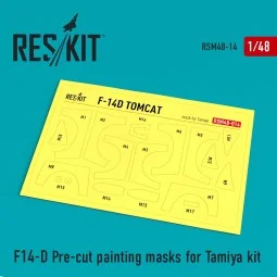F-14D Tomcat Pre-cut painting masks for Tamiya kit, 1/48 - ResKit M...