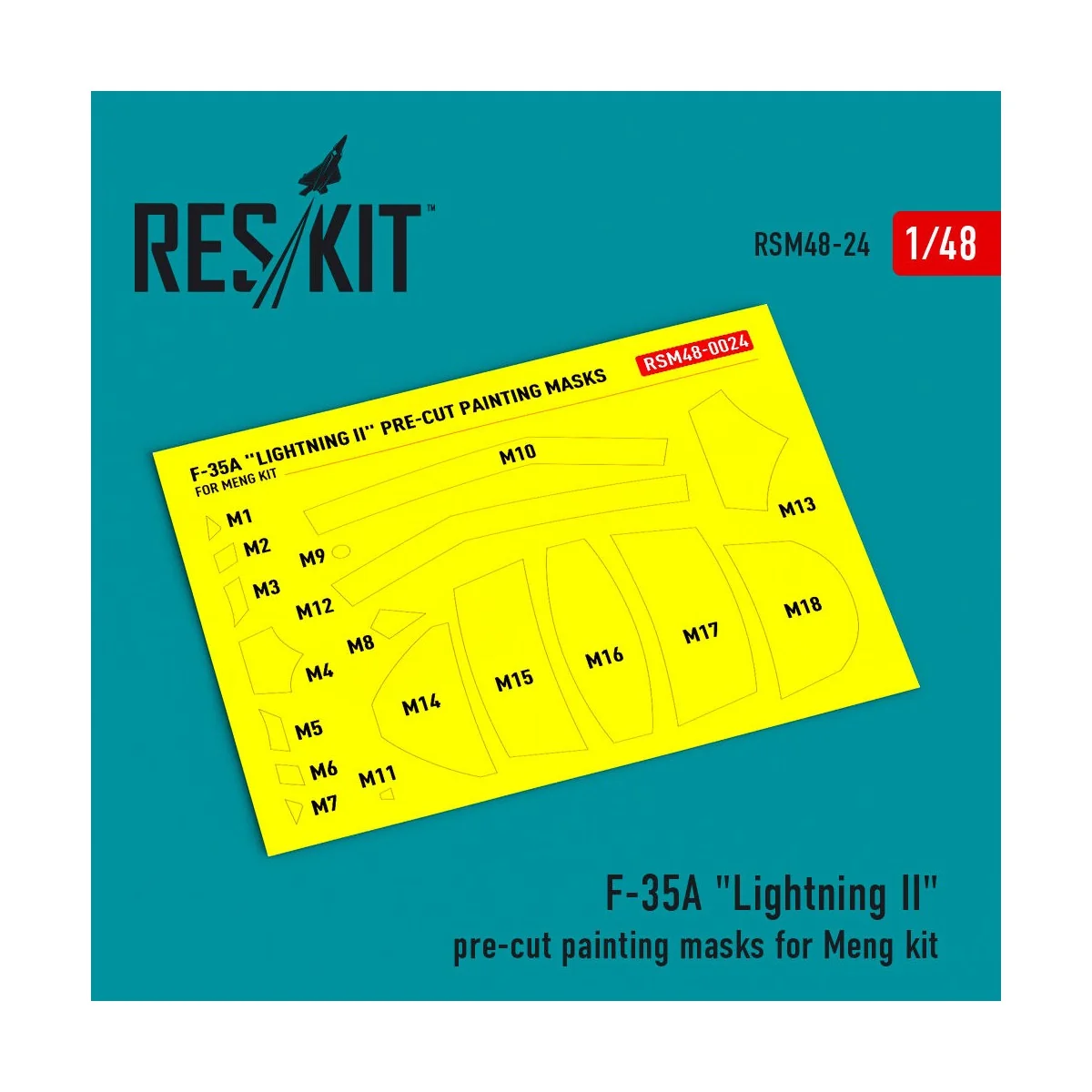 F-35A Lightning II pre-cut painting masks for Meng kit, 1/48 - ResK... F-35A Lightning II pre-cut painting masks for Meng kit, 1/48 - ResK...