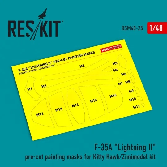 F-35A Lightning II pre-cut painting masks for Kitty Hawk/Zimimodel ...