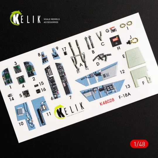 F/A-18A Hornet interior 3D decals for Kinetic kit - Kelik K48028