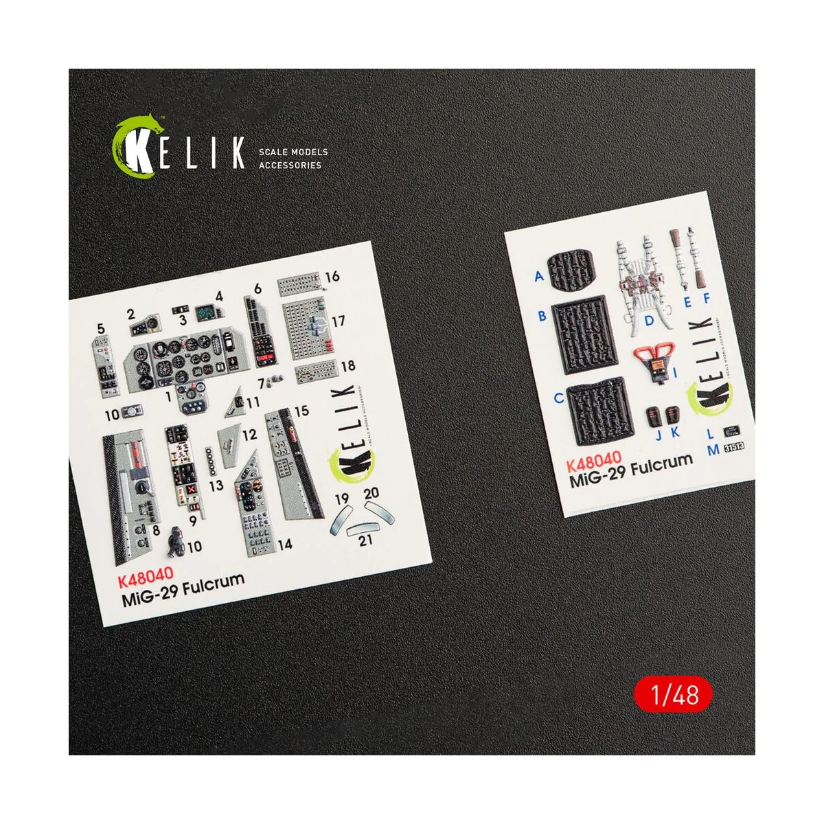 MiG-29A (9-12) Fulcrum interior 3D decals for GWH kit, 1/48 - Kelik...
