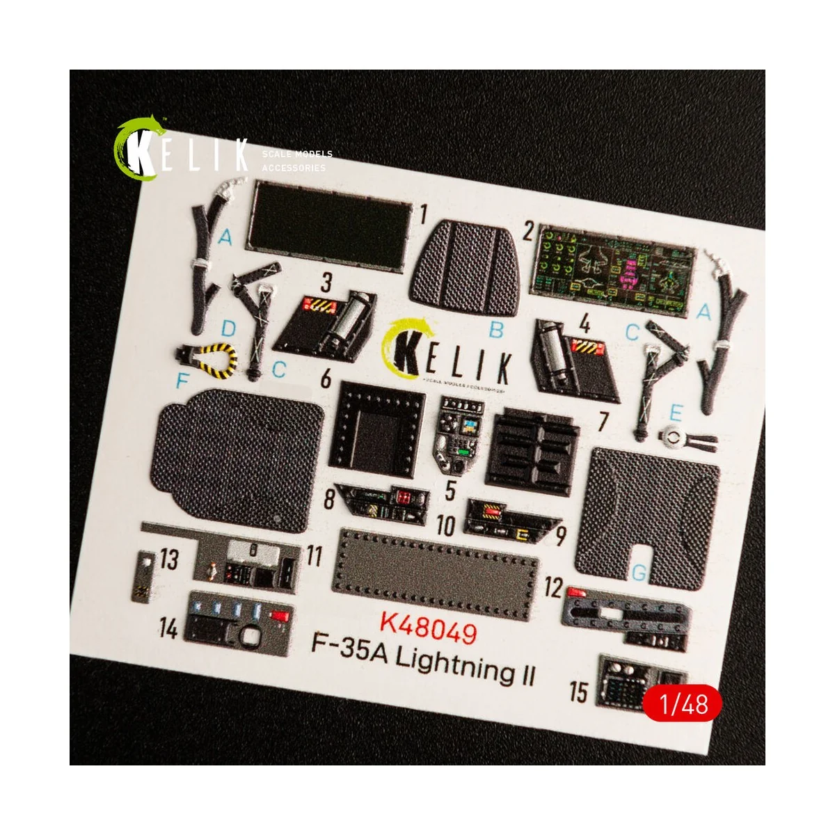 F-35A Lightning II interior 3D decals for Meng kit, 1/48 - Kelik K4...