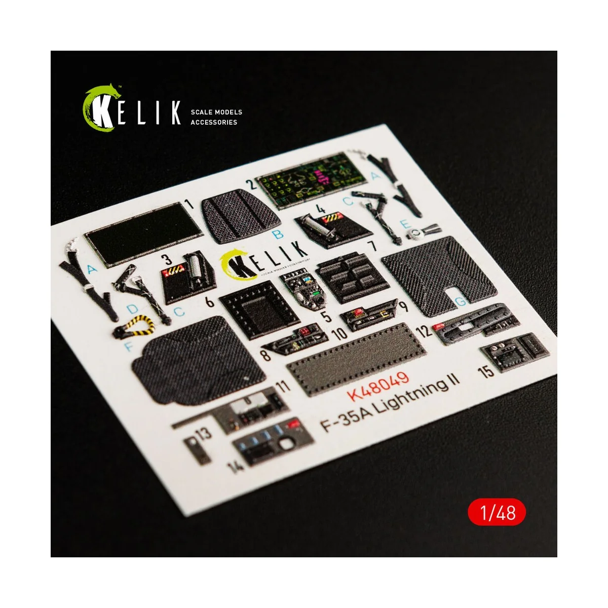 F-35A Lightning II interior 3D decals for Meng kit, 1/48 - Kelik K4...