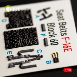 F-16E Desert Vipers Block 60 interior 3D decals for Kinetic kit, 1/...