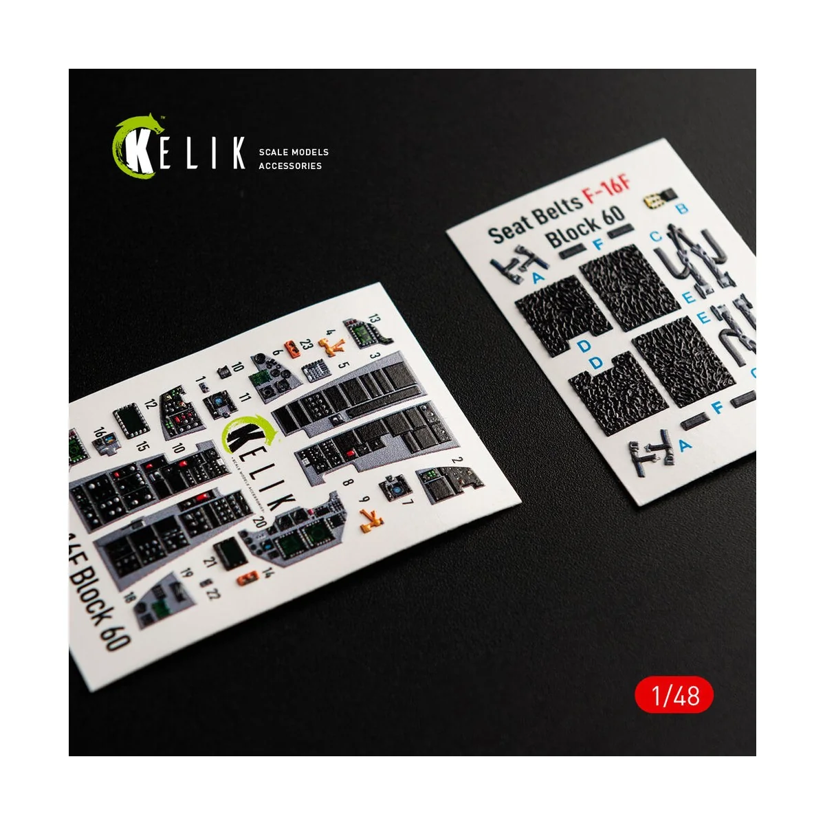 F-16F Desert Vipers Block 60 interior 3D decals for Kinetic kit - K... F-16F Desert Vipers Block 60 interior 3D decals for Kinetic kit - K...