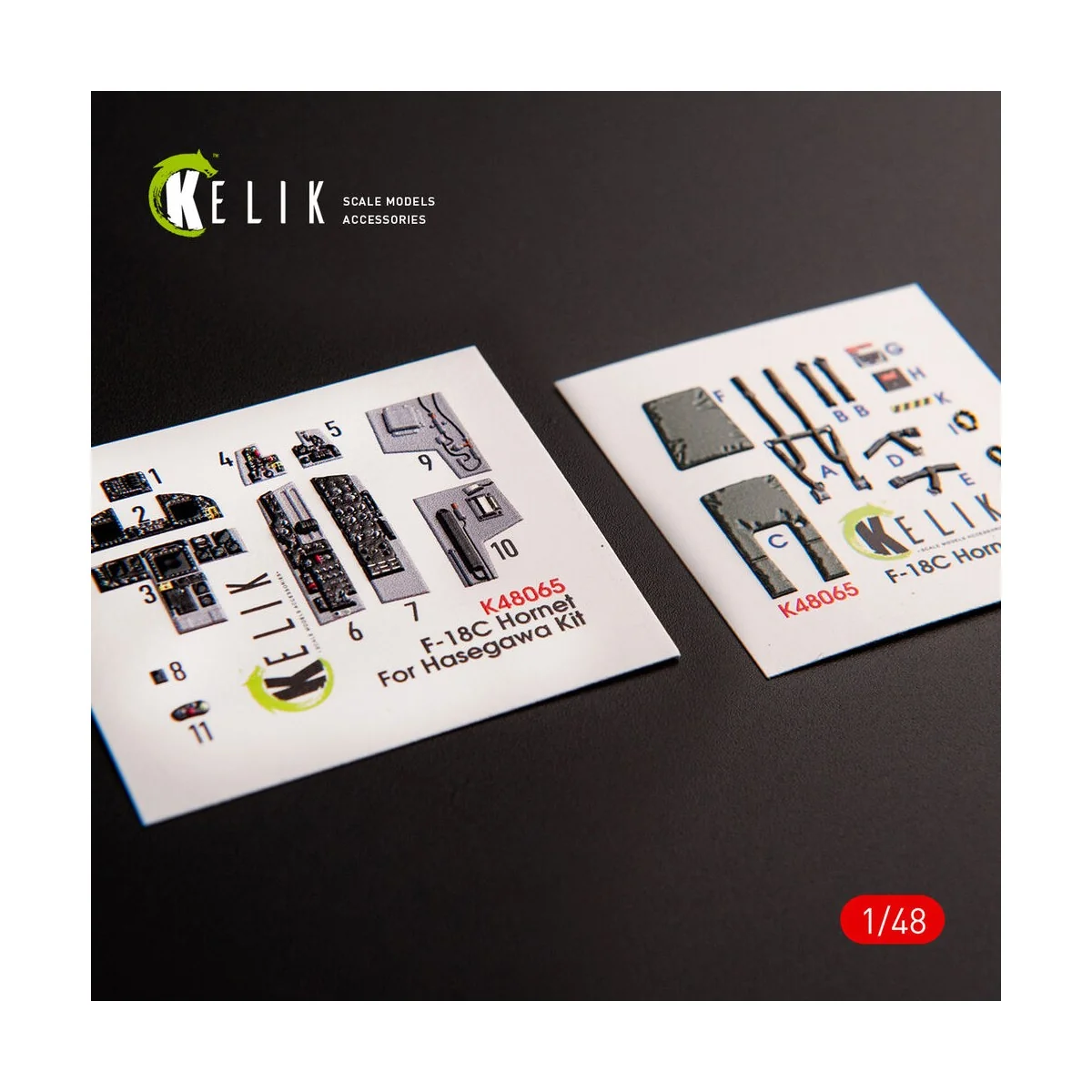 F-18C Hornet interior 3D decals for Hasegawa kit, 1/48 - Kelik K48065