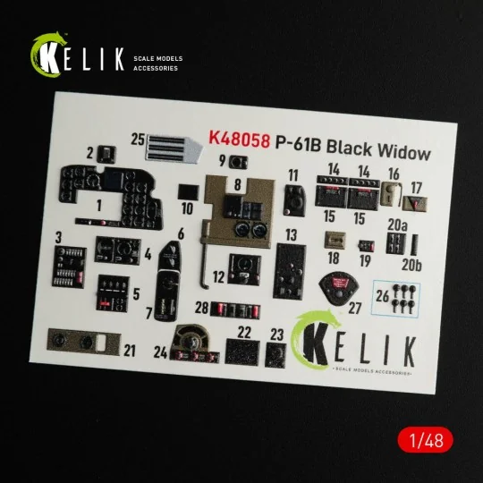 P-61B 'Black Widow' interior 3D decals for GWH kit - Kelik K48058