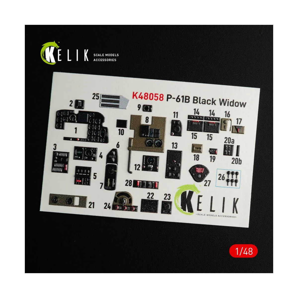 P-61B 'Black Widow' interior 3D decals for GWH kit - Kelik K48058