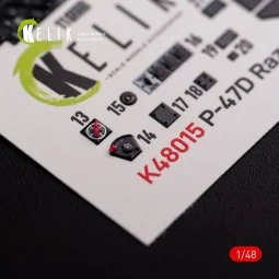 P-47D Razorback interior 3D decals for Tamiya kit - Kelik K48015