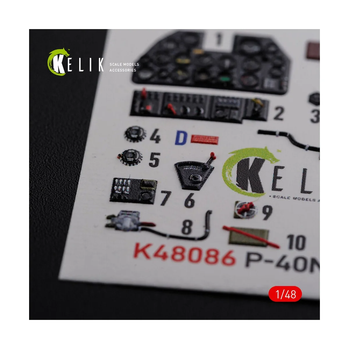 P-40N interior 3D decals for Academy kit, 1/48 - Kelik K48086