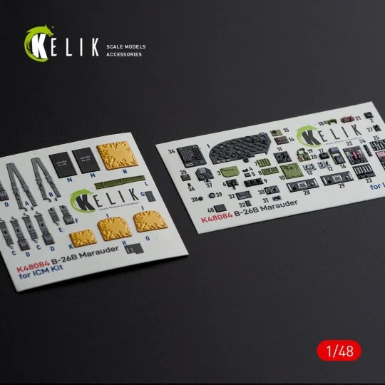 B-26B Marauder interior 3D decals for ICM kit, 1/48 - Kelik K48084