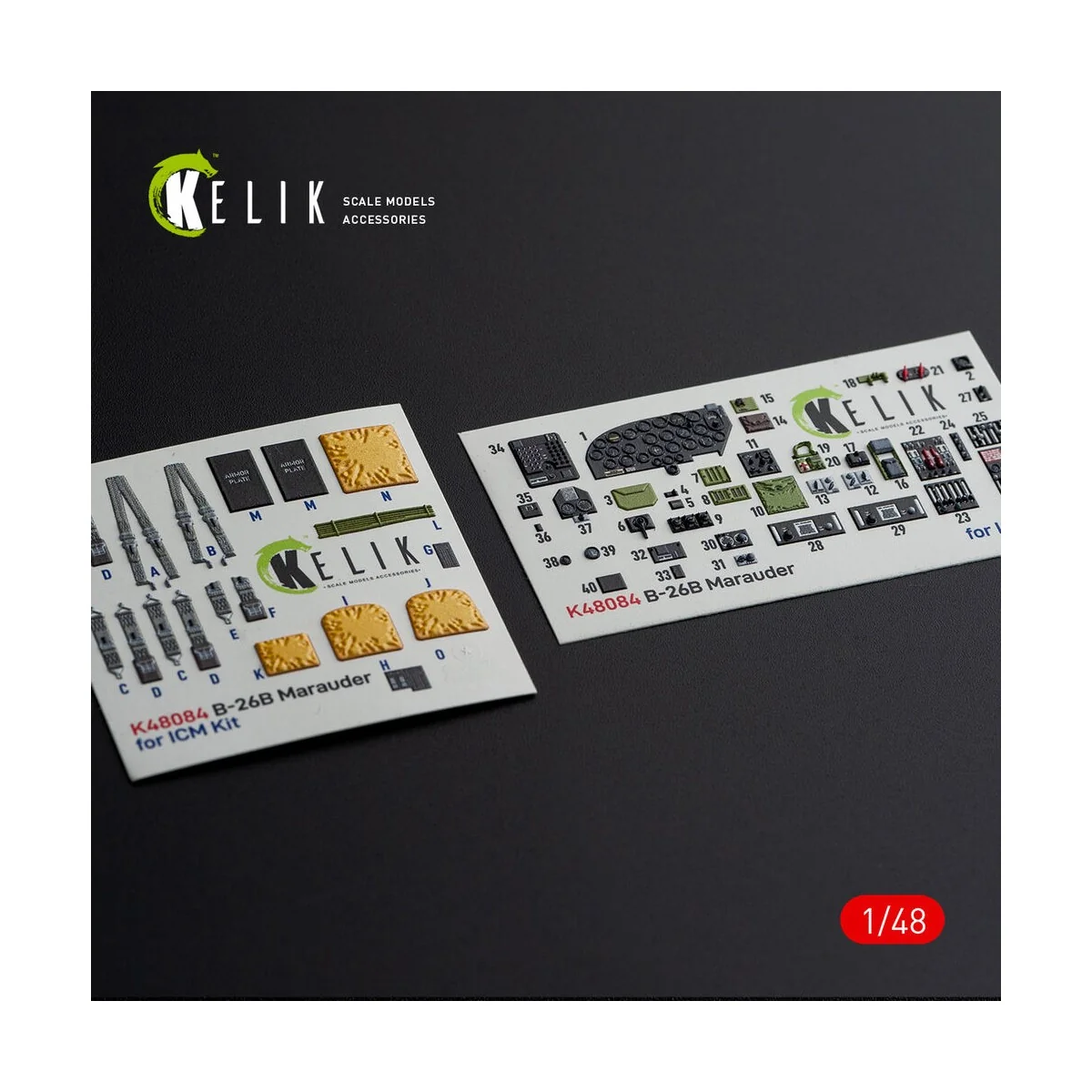 B-26B Marauder interior 3D decals for ICM kit, 1/48 - Kelik K48084