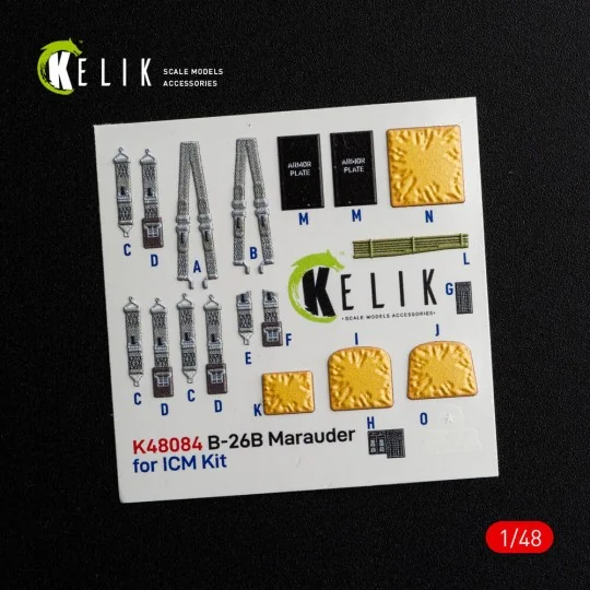 B-26B Marauder interior 3D decals for ICM kit, 1/48 - Kelik K48084