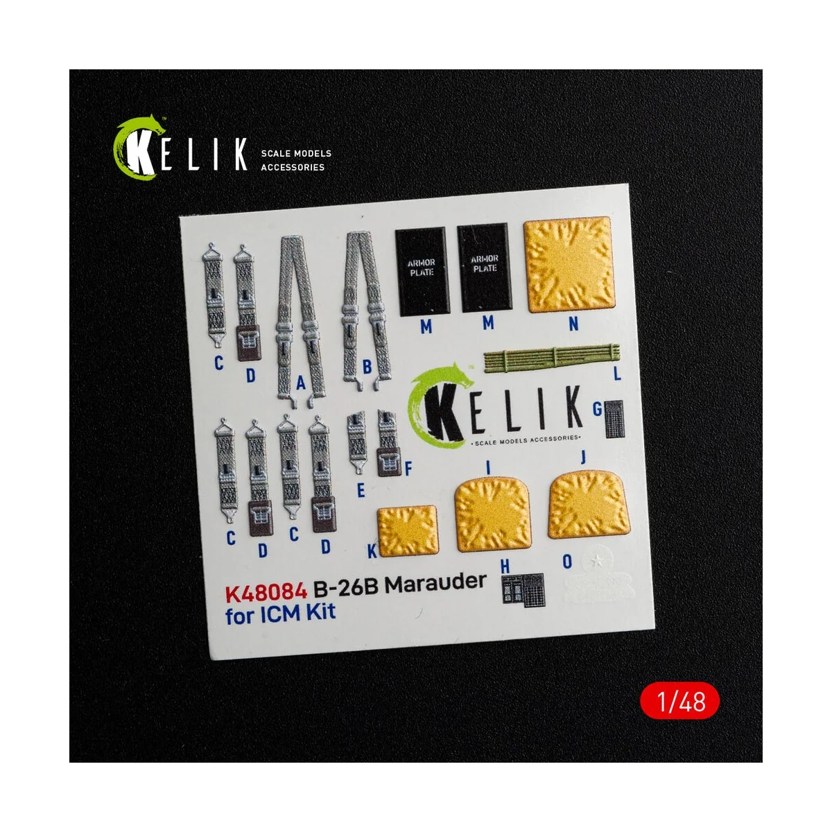 B-26B Marauder interior 3D decals for ICM kit, 1/48 - Kelik K48084