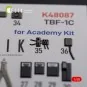 TBF-1C interior 3D decals for Academy kit, 1/48 - Kelik K48087