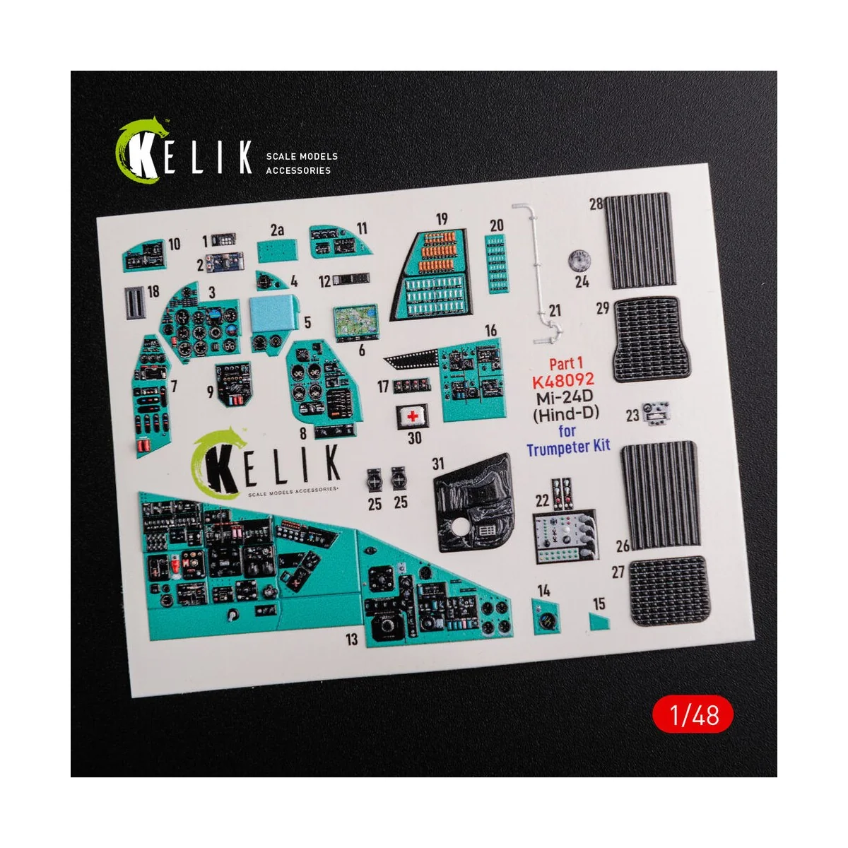 Mi-24D (Hind-D) interior 3D decals for Trumpeter kit - Kelik K48092