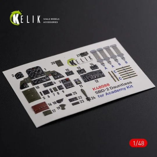 SBD-2 Dauntless interior 3D decals for Academy kit - Kelik K48088
