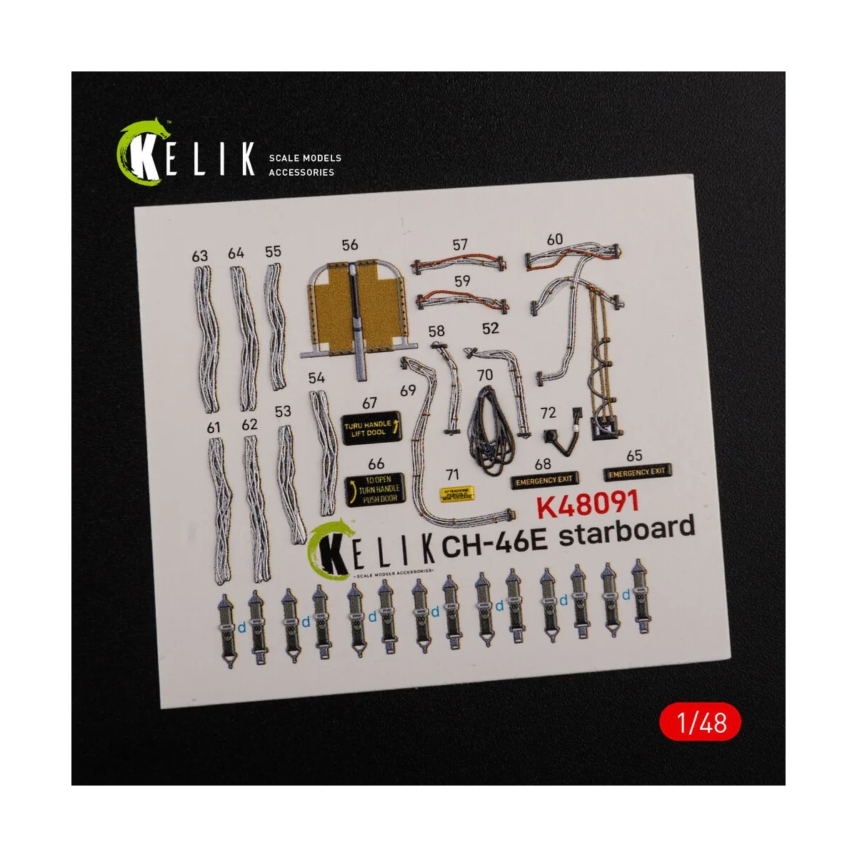 CH-46E Cargo compartment interior 3D decals for Academy kit - Kelik...