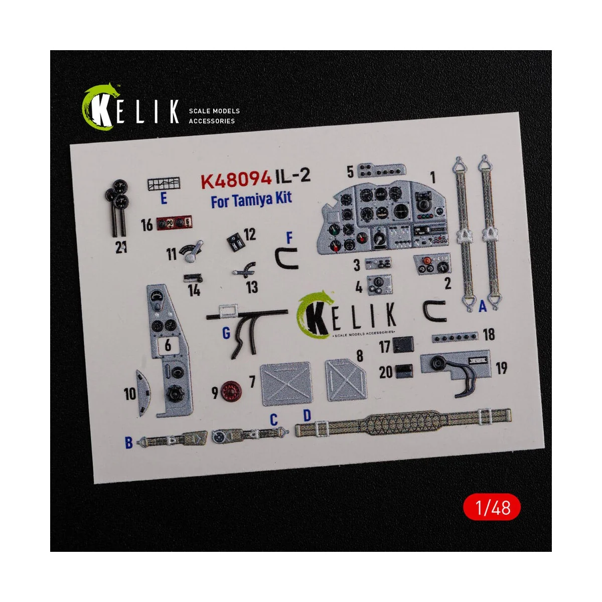 IL-2 Shturmovik interior 3D decals for Tamiya kit, 1/48 - Kelik K48094 IL-2 Shturmovik interior 3D decals for Tamiya kit, 1/48 - Kelik K48094