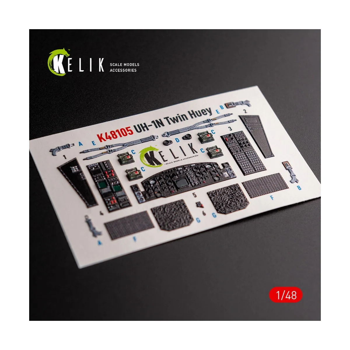 UH-1N Twin Huey - interior 3D decals for Zimi Model/KittyHawk kit, ...