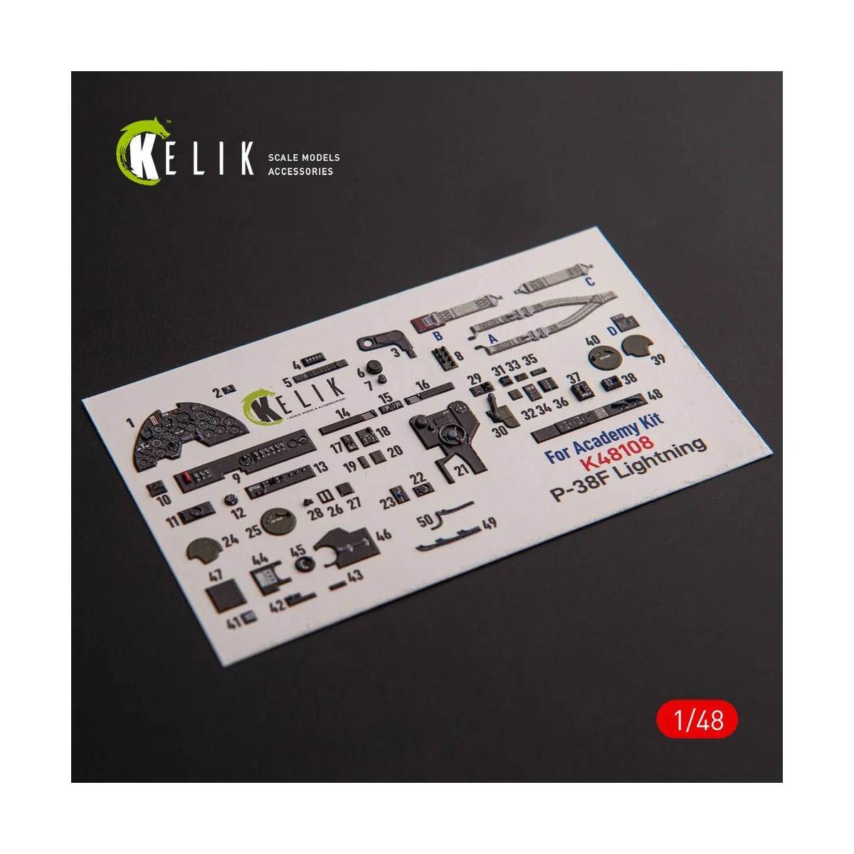 ?-38F Lightning - interior 3D decals for Academy kit - Kelik K48108