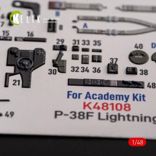 ?-38F Lightning - interior 3D decals for Academy kit - Kelik K48108
